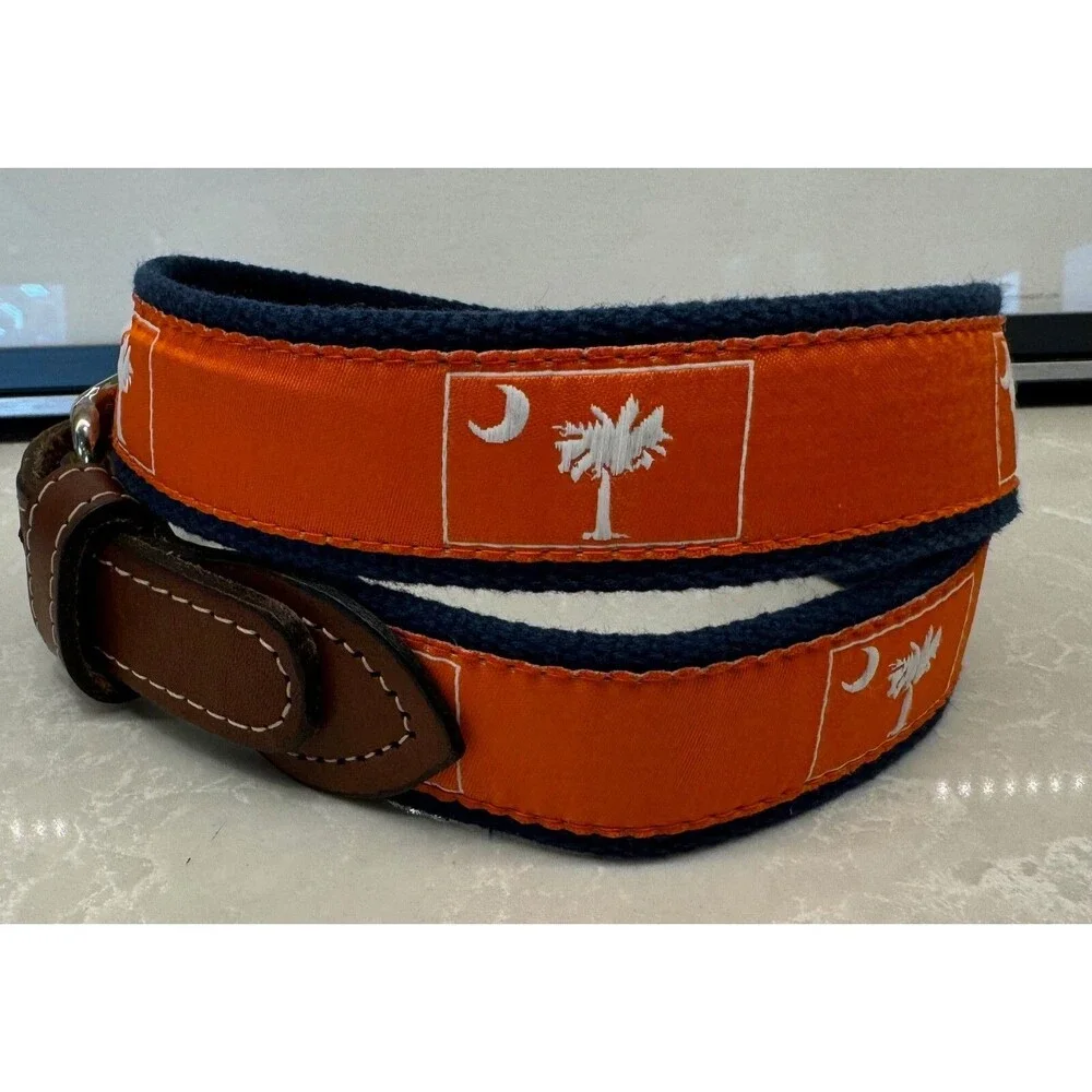 South Carolina Flag - Leather Canvas Belt - Men's Size 30 Clemson Tigers Colors